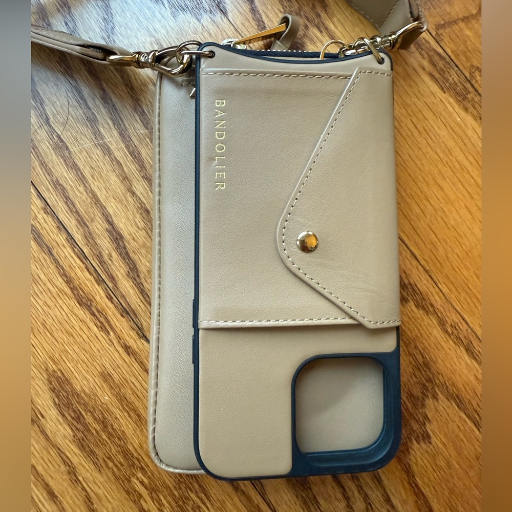 Bandolier Tan Crossbody Phone Bag Pouch Kimberly Strap iPhone 13 Pro Max case - Picture 2 of 8